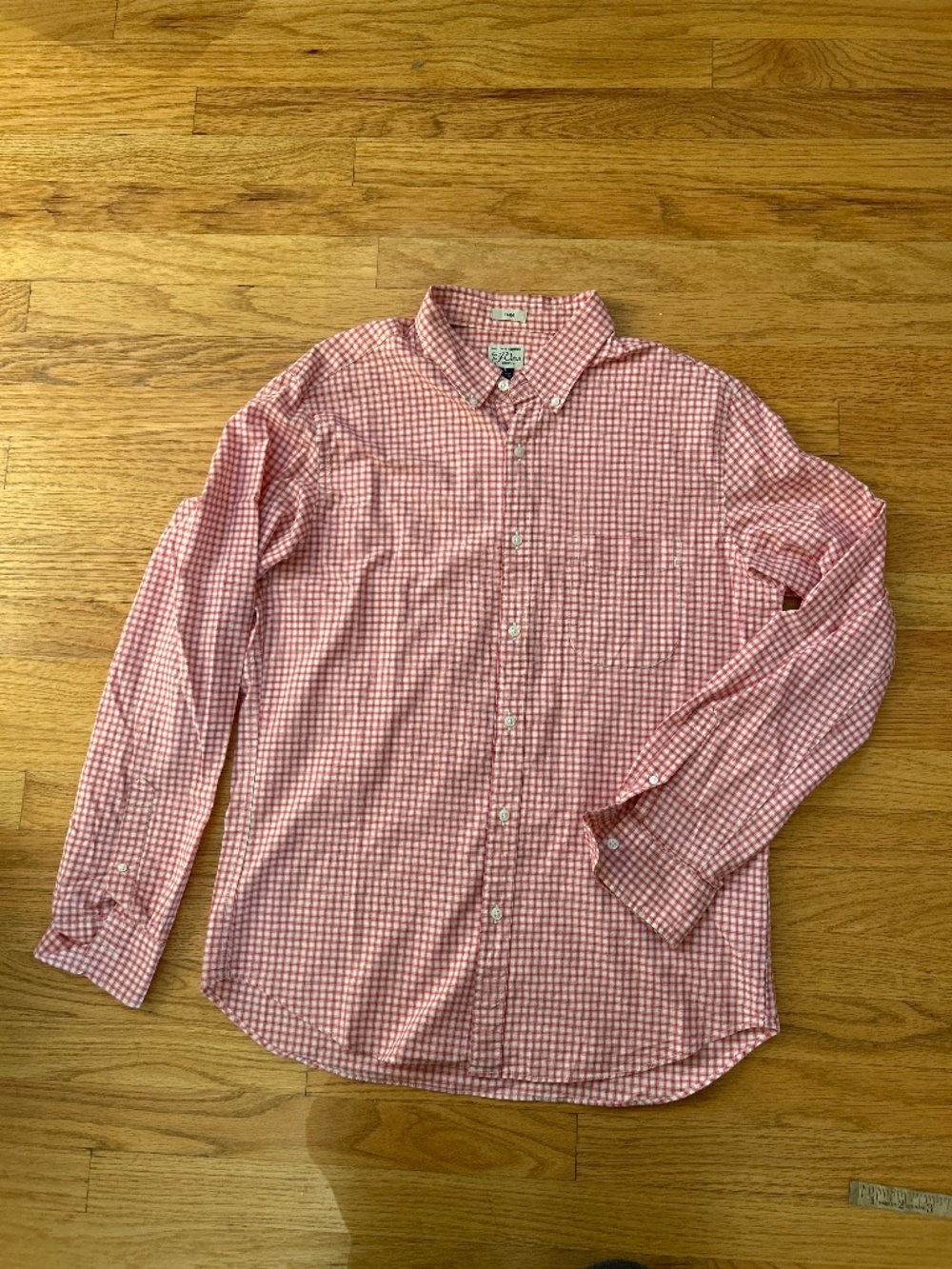 J. Crew soft red and cream Gingham Button-Down Shirt